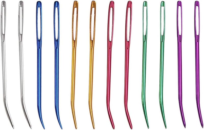 ZTEOFO 12 Pcs Large Big Eye Weaving Needles, Tapestry Needles Bent Kit, Colorful Bent Tip Tapestry Needle, Yarn Needle - Image 1